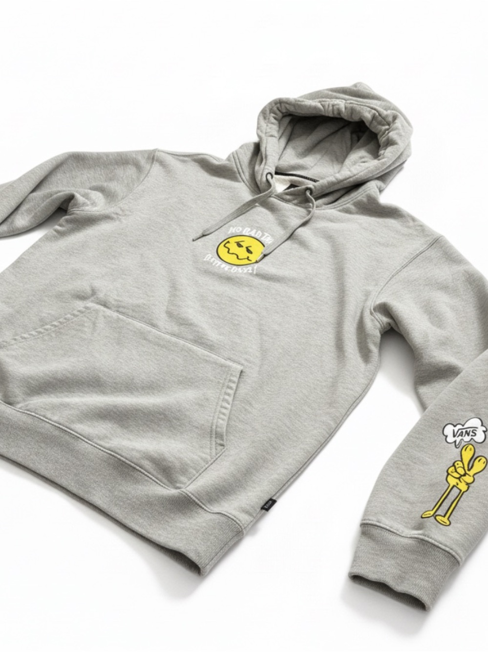 Vans Light Gray Crewneck Hoodie with Yellow Graphic Logos